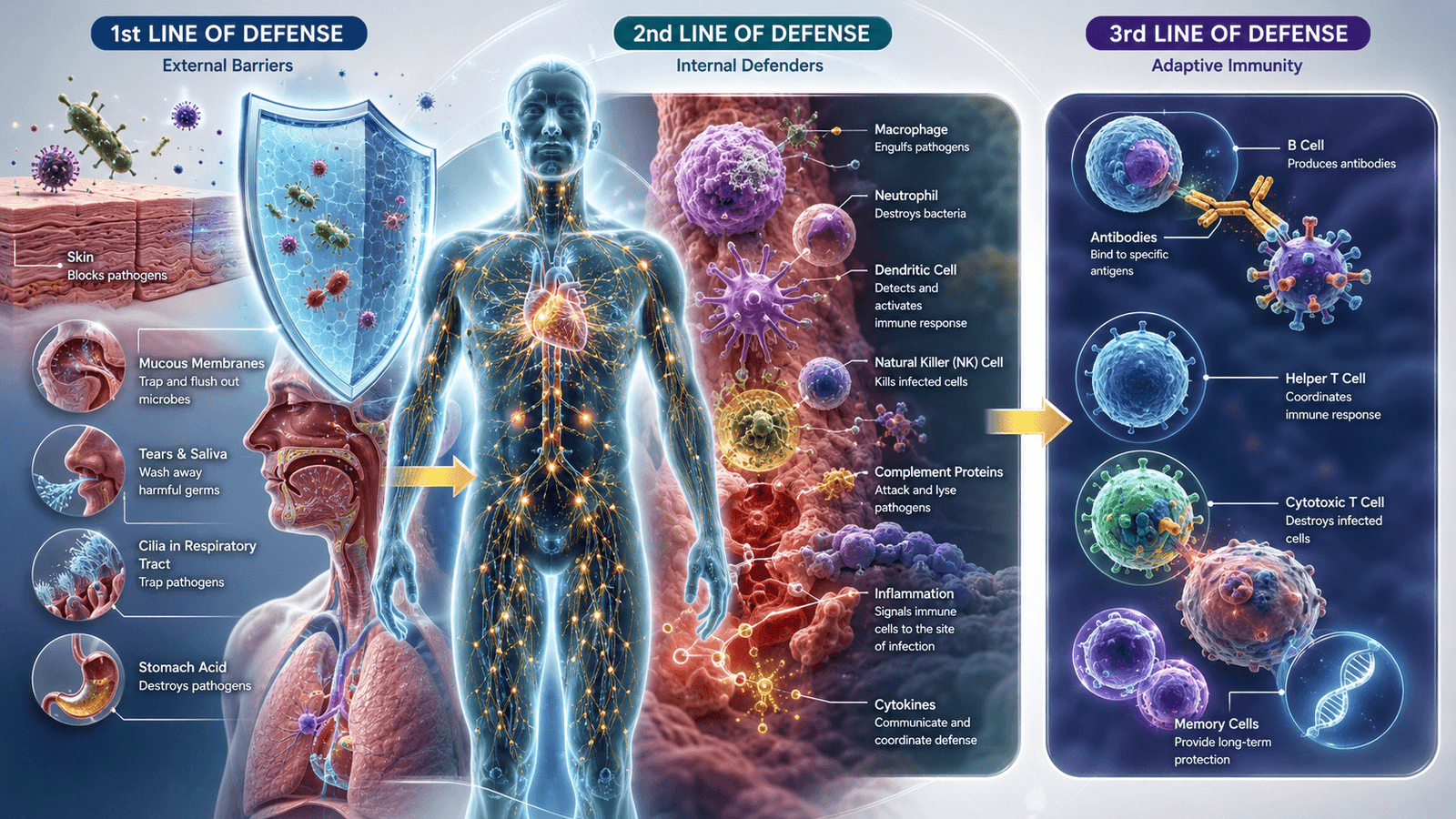 1st 2nd 3rd Line of Defense Immune System