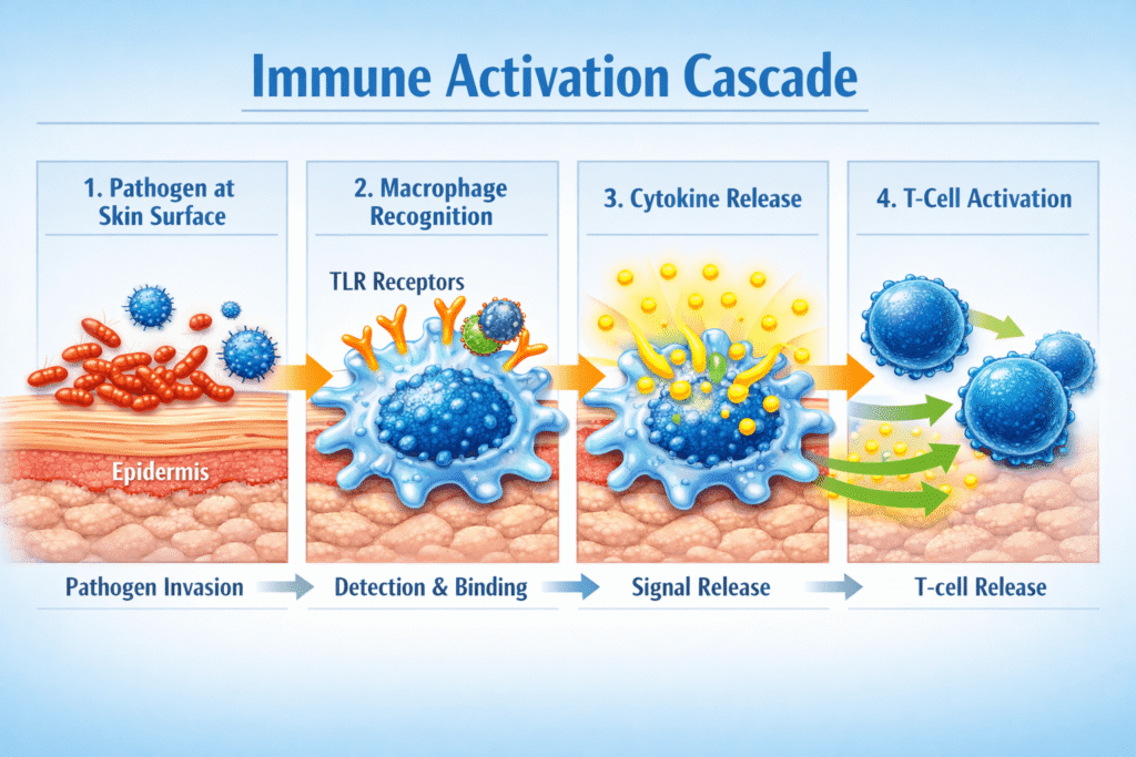 Skin macrophages that help activate the immune system